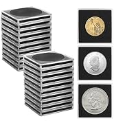 zandfelo 20 Pcs 20-40mm Acrylic Coin Collection Cases with Sponges, Adjustable Coin Holders, Silv...
