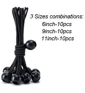 30 Pack of 3 Sizes Ball Bungee Cord, 6 ,9,11 Inch Heavy Duty Bungie Cord Balls Canopy Tarp Tie Do...