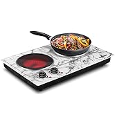 Hot Plate, CUSIMAX Double Burner Electric Hot Plate for Cooking, 1800W Dual Control Portable Elec...