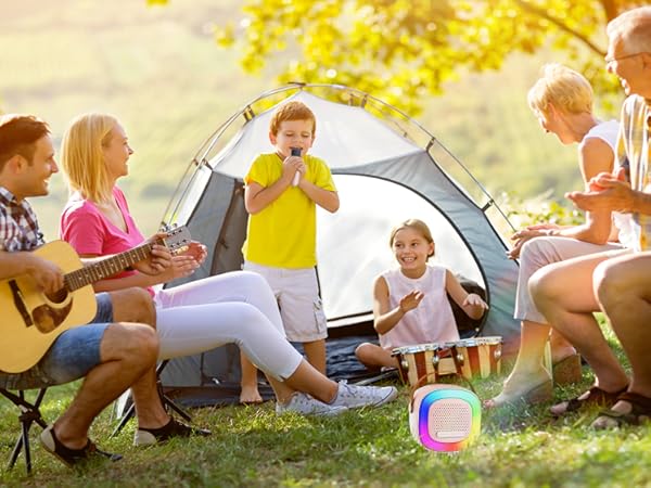 Mini Karaoke Machine for Kids Adults,Portable Bluetooth Speaker, 1-2 Wireless Microphones