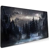 Forest Extra Large Black Gaming Mouse Pad Non-Slip Rubber Base Giant Mountain Mousepad 35.4×15.7i...