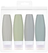 AwA HoDoMi TSA Approved 3oz Silicone Travel Bottles 4 Pack, Refillable Squeezable Toiletry Contai...