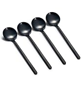 Set of 8 Mini Espresso Spoons 5.3-inch Matte Black Frosted Handle Stainless Steel Coffee Spoons f...