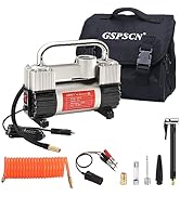 GSPSCN Silver Tire Inflator Heavy Duty Double Cylinders with Portable Bag- Car Accessories,Metal ...