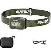 SUNREI Rechargeable Headlamp 500 Lumens, CREE LED, 2200mAh Battery, Motion Sensor, Stepless Dimmi...