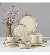 HaWare Dinnerware Sets, 12-Piece Plates and Bowls Set, Stoneware Dish Set for 4, Ceramic Dinnerwa...