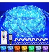 OMIKA Rope Lights Outdoor, 131ft 400LED String Lights with Remote 8 Modes Timer Dimmable, IP65 Wa...