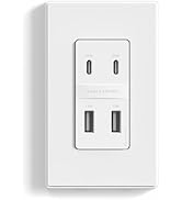 ELEGRP USB Wall Outlet, 42W Fast Charge & Power Delivery 4-Ports USB Charger, Wall Outlet with 4 ...