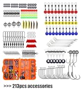 EXAURAFELIS Fishing Accessories Kit Including Head Jigs Hooks Leader Rigging Sinkers Weights Swi...
