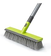 Floor Scrub Brush 2 in 1 Scrape and Stiff Bristle Deck Brush for Cleaning Concrete, Patio, Garage...