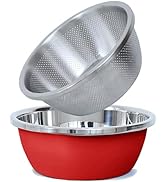 304 Stainless Steel Microporous Colander, 2-Qt Large Capacity with Mixing Bowl For washing vegeta...