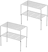 Redrubbit 4 Pack(10.6 x 5.5 Inch) Stackable Cabinet Storage Shelf Rack, Rustproof Kitchen Counter...
