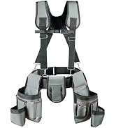 Tool Belt with Suspenders for Men Tool Belt Pouch Kit Bags with Adjustable Waist &amp; Pockets for El...