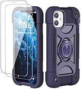 Cookiver for iPhone 11 Case 6.1 Inch with Ring Stand, with 2 Pack Glass Screen Protector ,Heavy-D...