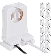 12-Pack JACKYLED Non-Shunted Turn-Type T8 Lamp Holder UL Socket Tombstone with 10 inches Wires At...