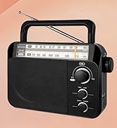 Retekess TR604 AM FM Radio,Portable Radio Plug in Wall,D Battery Operated,Large Dial,High/Low Ton...