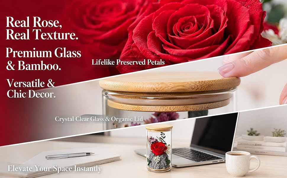 preserved flowers in glass
