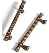 Antique Brass Cabinet Pulls - 3-3/4 Inch(96mm) Hole Center Classic Vintage Drawer Handles Zinc Al...