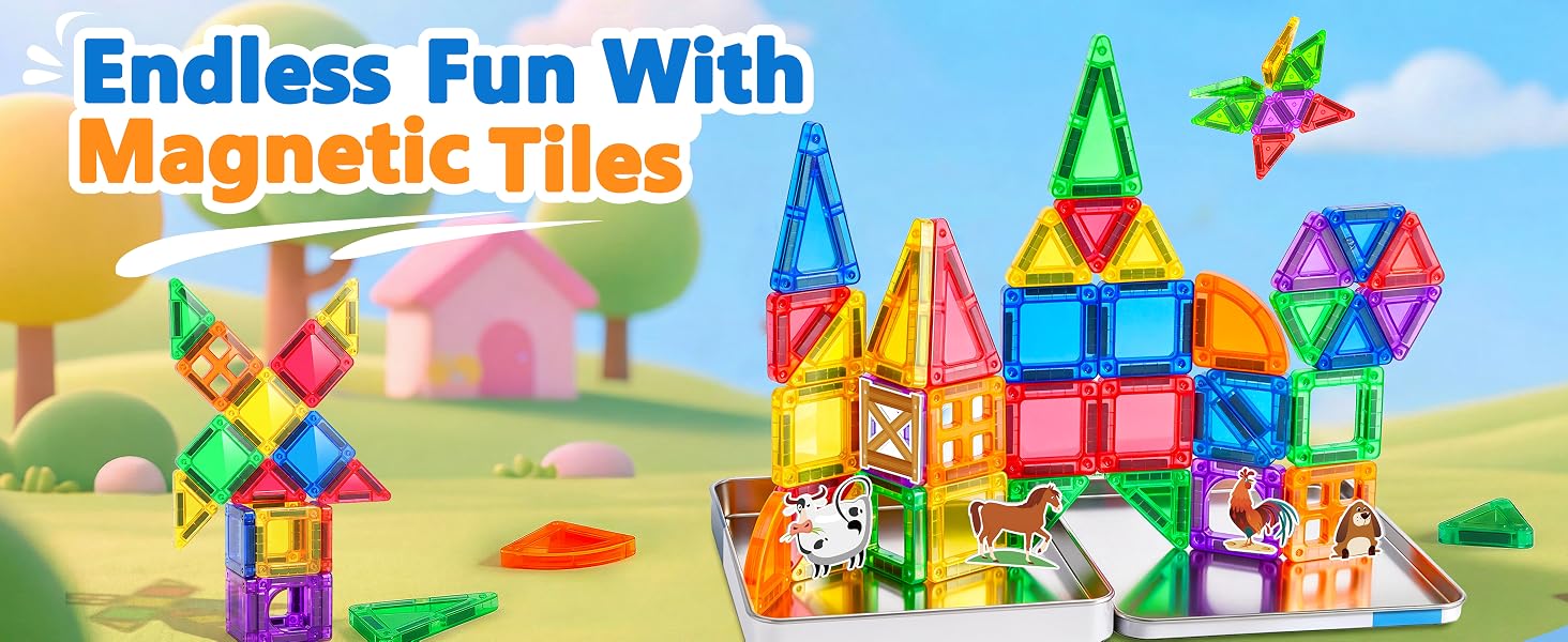 Magnetic Building Tiles 3D Blocks Construction Playboards STEM Creative Educational Toys for Kids