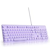 Vumilstek Wired Retro Typewriter Keyboard, Quiet Computer Keyboard Light up with Full Size 104 Ro...