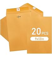 20 Pcs 9 x 12 Inch Manilla Envelopes,Kraft Envelopes with Clasp Closure and Gummed Seal for Offic...