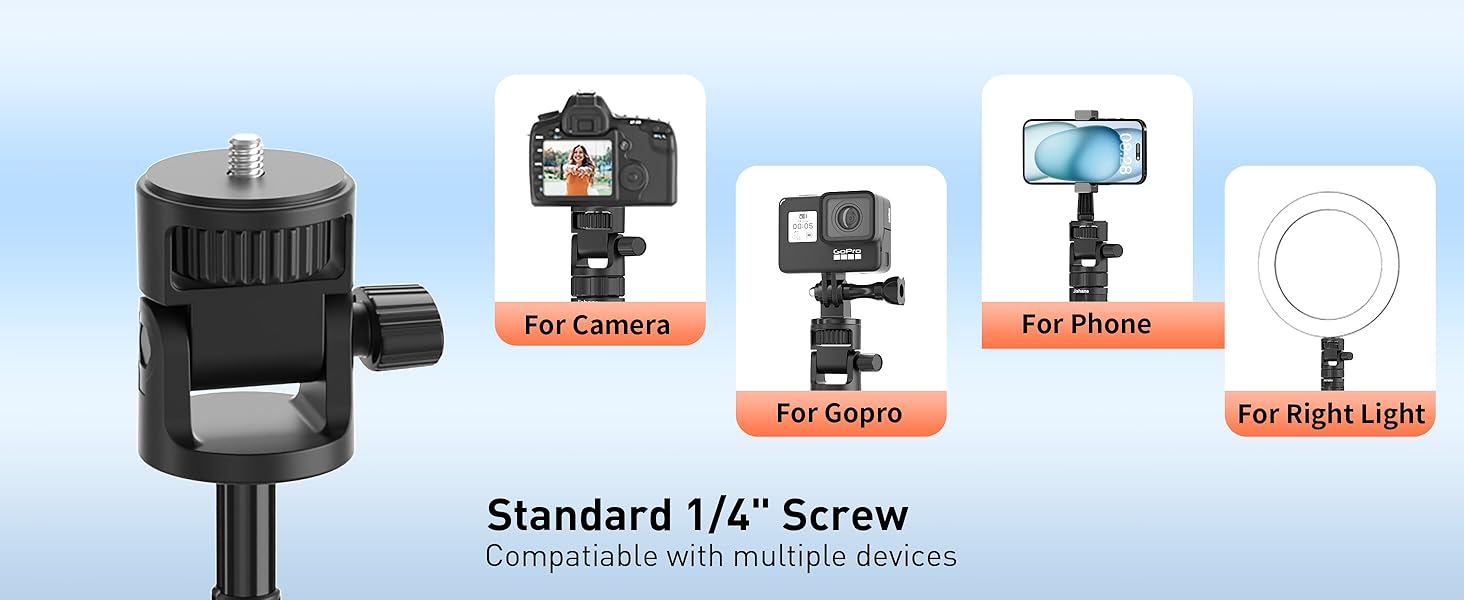 phone tripod with 1/4 inche mount compatible with most devices