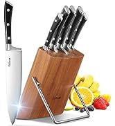 Kitchen Knife Set, 6-Piece Small Knife Set with Wooden Block, Super Sharp, High Carbon Stainless ...