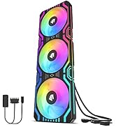 Asiahorse Matrix-Black 56 Addressable RGB LEDs 360MM All-in-One Square Frame Integrated Fan with ...