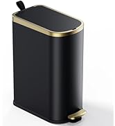 CEROELDA Slim Bathroom Trash Can with Lid Soft Close, 10 Liter/2.6 Gallon Stainless Steel Small G...