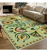 Joydeco Egypt Floral Boho 8x10 Area Rug for Living Room, Washable Sage Green Bedroom Dining Room ...