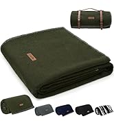 Molithe 100% Wool Blanket, 62" x 86", Warm, Thick, Washable, Military Wool Blanket, Great for Cam...