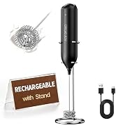 CIRCLE JOY Electric Rechargeable Milk Frother Handheld with Stand, Electric Whisk Milk Frother Wa...
