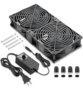 WDERAIR 2 x 120mm Computer Fan with AC plug 110V 120V 220V 240V for Server Rack Cabinet Mount Sma...