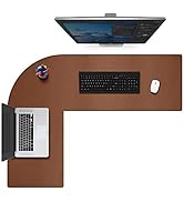 CENNBIE Dual Sided L Shaped Desk Pad,??47.24x55.12x15.75 inches Corner Leather Desk Pad,l Shaped ...