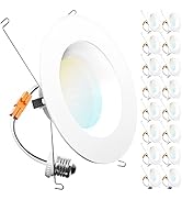 Sunco 16 Pack LED Recessed Lighting 6 Inch, Selectable 2700K/3000K/3500K/4000K/5000K, Dimmable Ca...