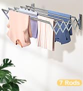 Vikaqi Wall Mounted Clothes Drying Rack, Foldable Wall Mount Laundry Drying Rack Folding Indoor, ...