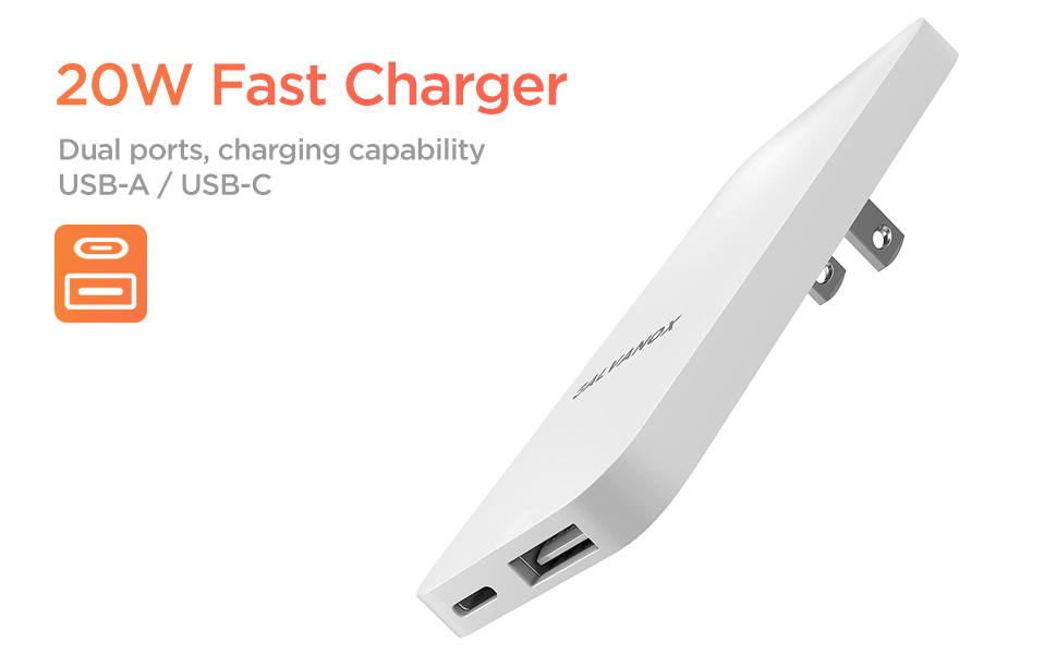 20w Fast charger Dual ports USB-A /USB-C