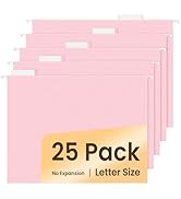 SUNEE 25 Pack Hanging File Folders, Pink Folders, Hanging File Folders Letter Size with 1/5-cut T...