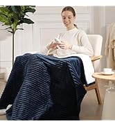 Zorvixia Heated Blanket Electric Throw,Striped Flannel &amp; Sherpa Heated Throw Blanket with 5 Heat ...
