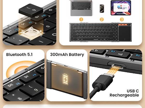 foldable bluetooth keyboard with touchpad