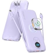 LENGSUM Portable Charger, 10000mAh 20W Fast Charging Power Bank with Built in Cables &amp; AC Wall Pl...