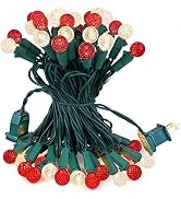 BOHON Christmas Lights Outdoor Faceted G15 50 LED 17ft Plug in Mini Globe String Lights Waterproo...