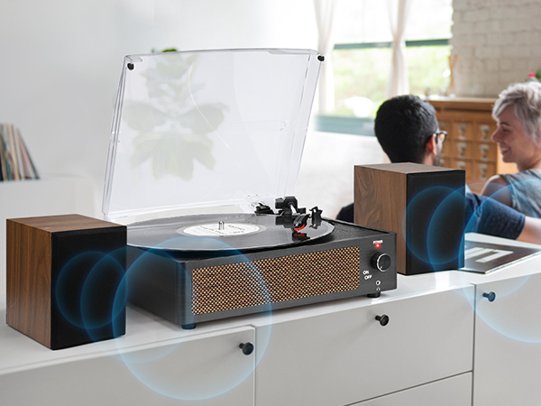 record player with speakers