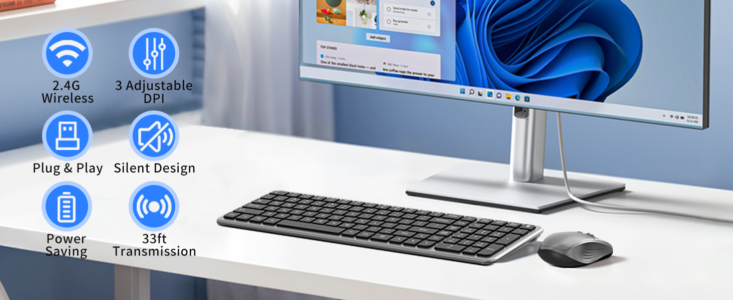 Compact wireless keyboard and mouse