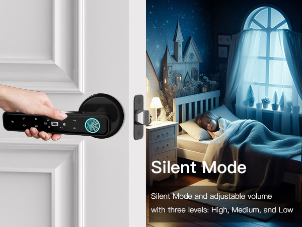Electronic bedroom door lock with mute function,security door knobs with keypad,security door handle