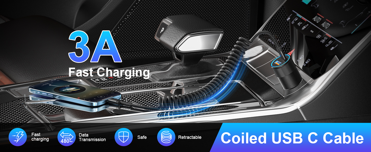 Coiled USB C Cable