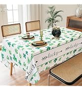 Karseteli St. Patrick's Day Rectangle Tablecloth, 60 x 84 Inch Waterproof Lucky Shamrock Table Cl...