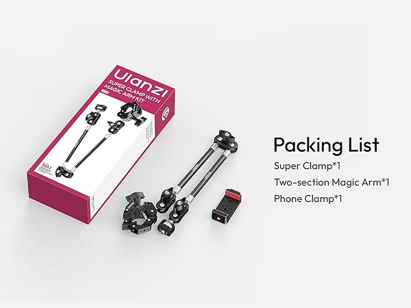 ULANZI Super Clamp Camera Clamp Mount with 2 Section Kit