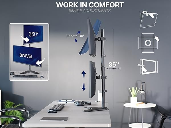 Dual Ultrawide Vertical Monitor Stand