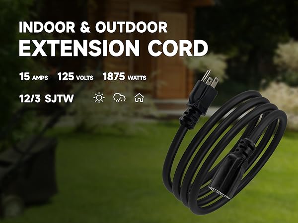 12 gauge extension cord black